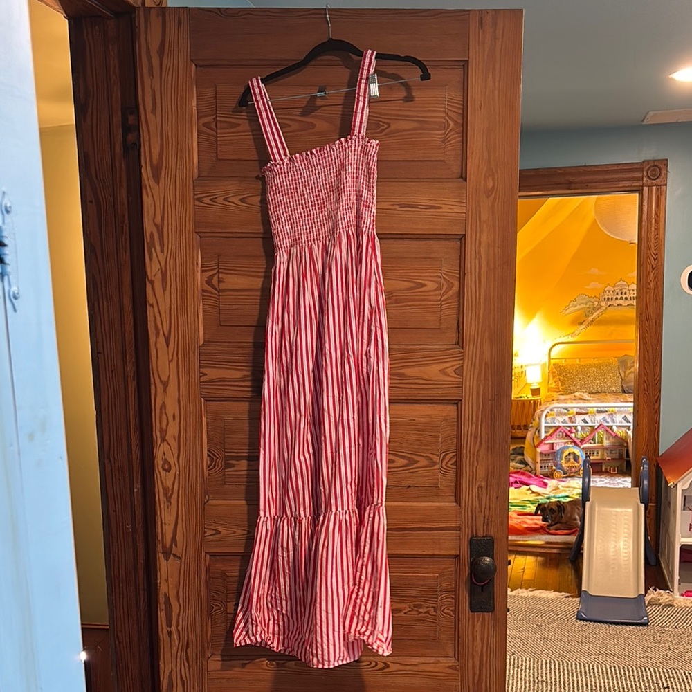 Hill House Red and White Striped Maxi Dress